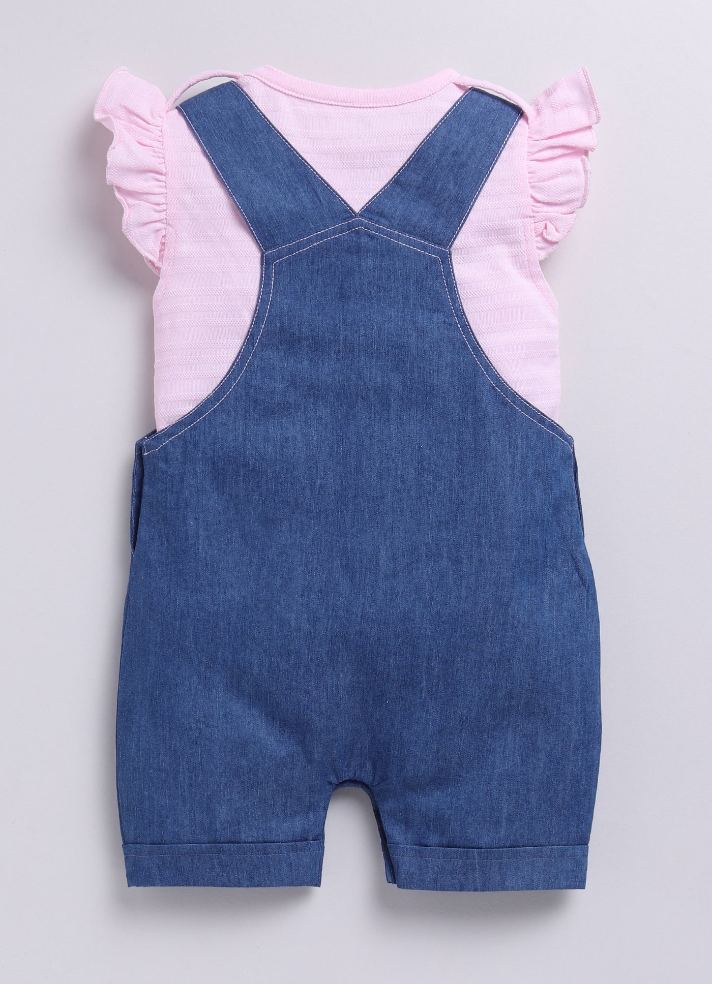 Baby Girl Willove Flutter Sleeve Dungaree-Blue Denim