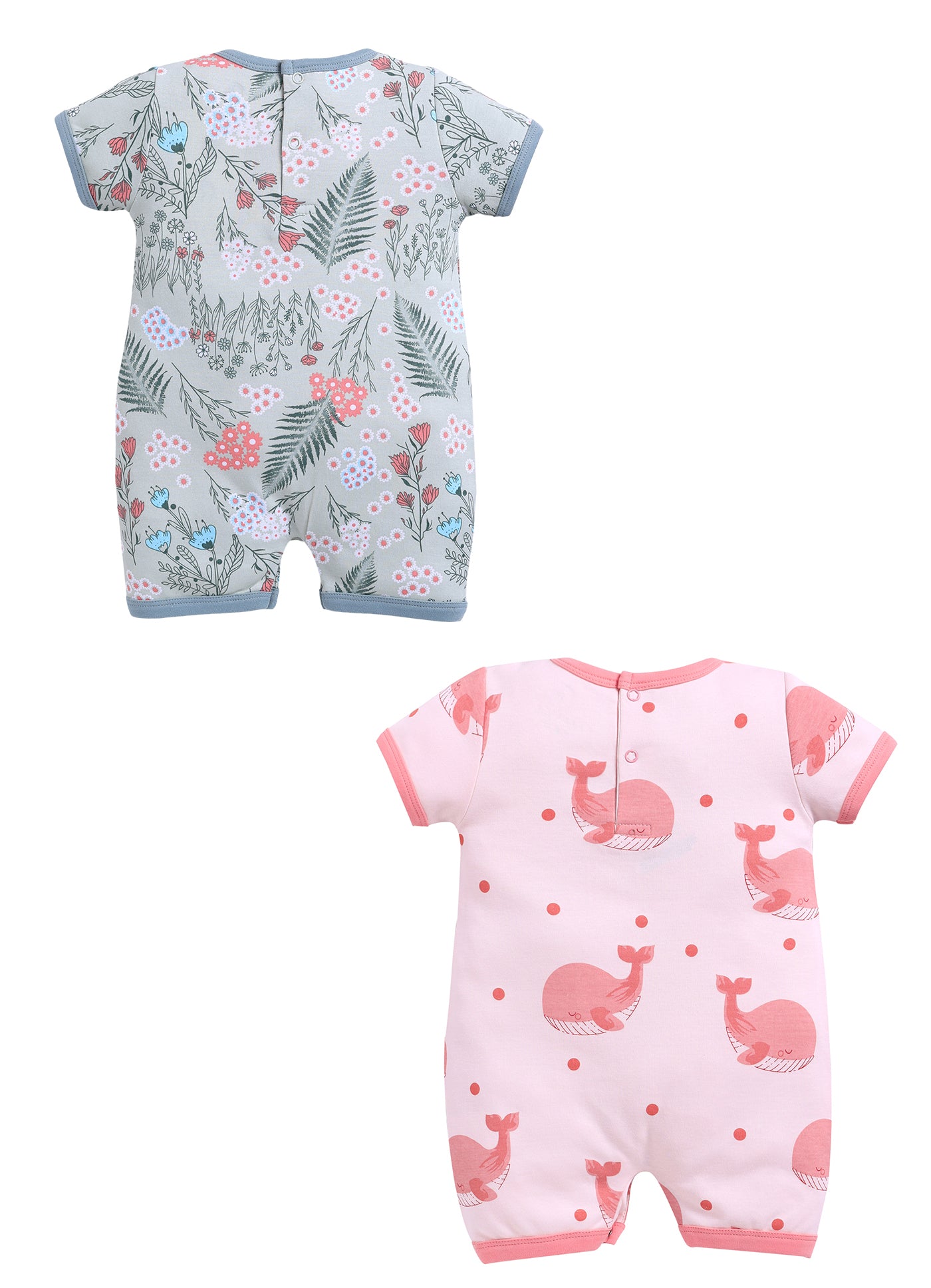 Half Sleeve Romper for Girls - Salmon & Sage