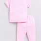 Stripped Baby Girl Half Sleeves Night Suit-PINK