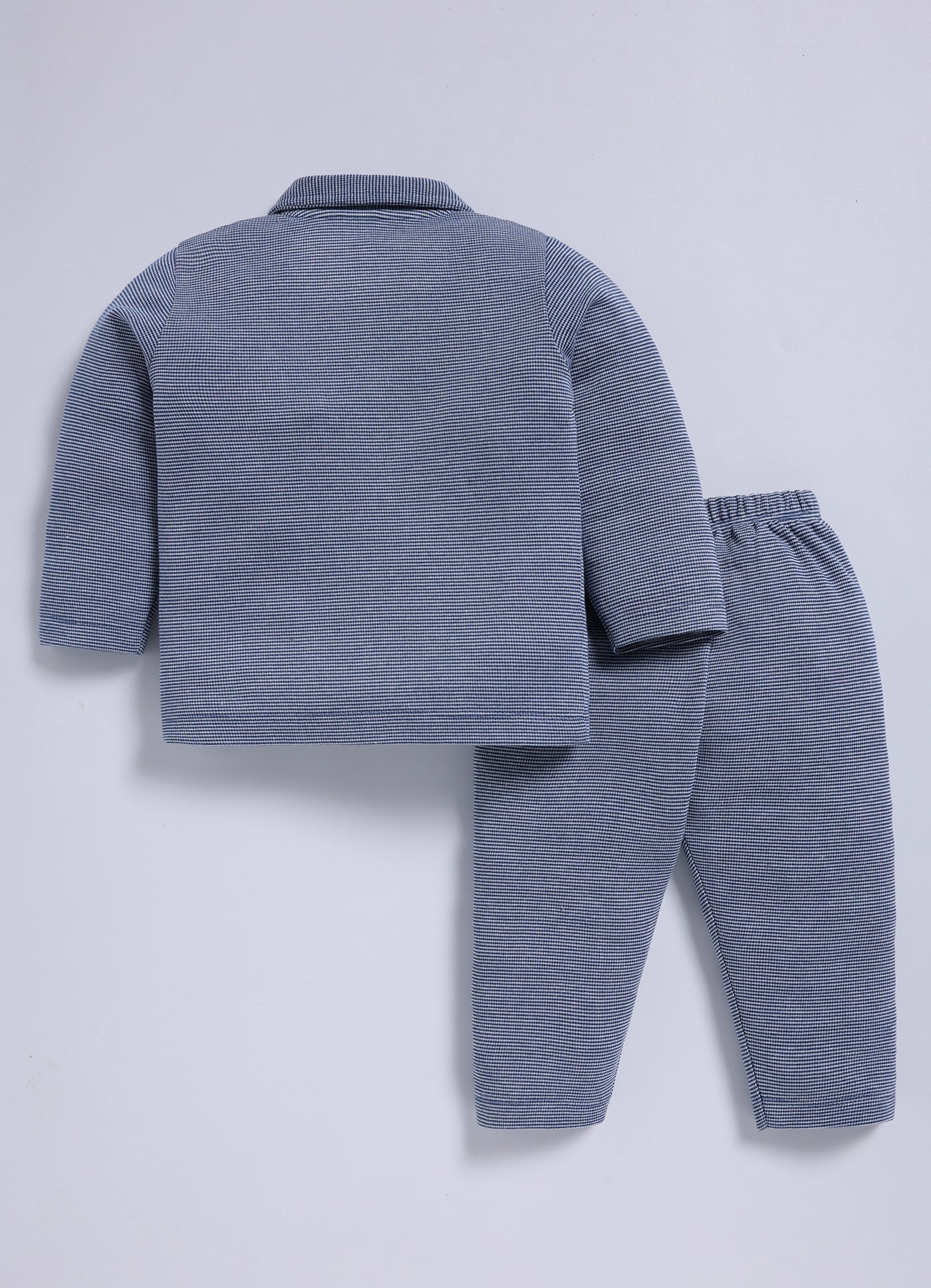 Full-Sleeve Top & Bottom Set for Boys â€“ Navy Blue Buttoned