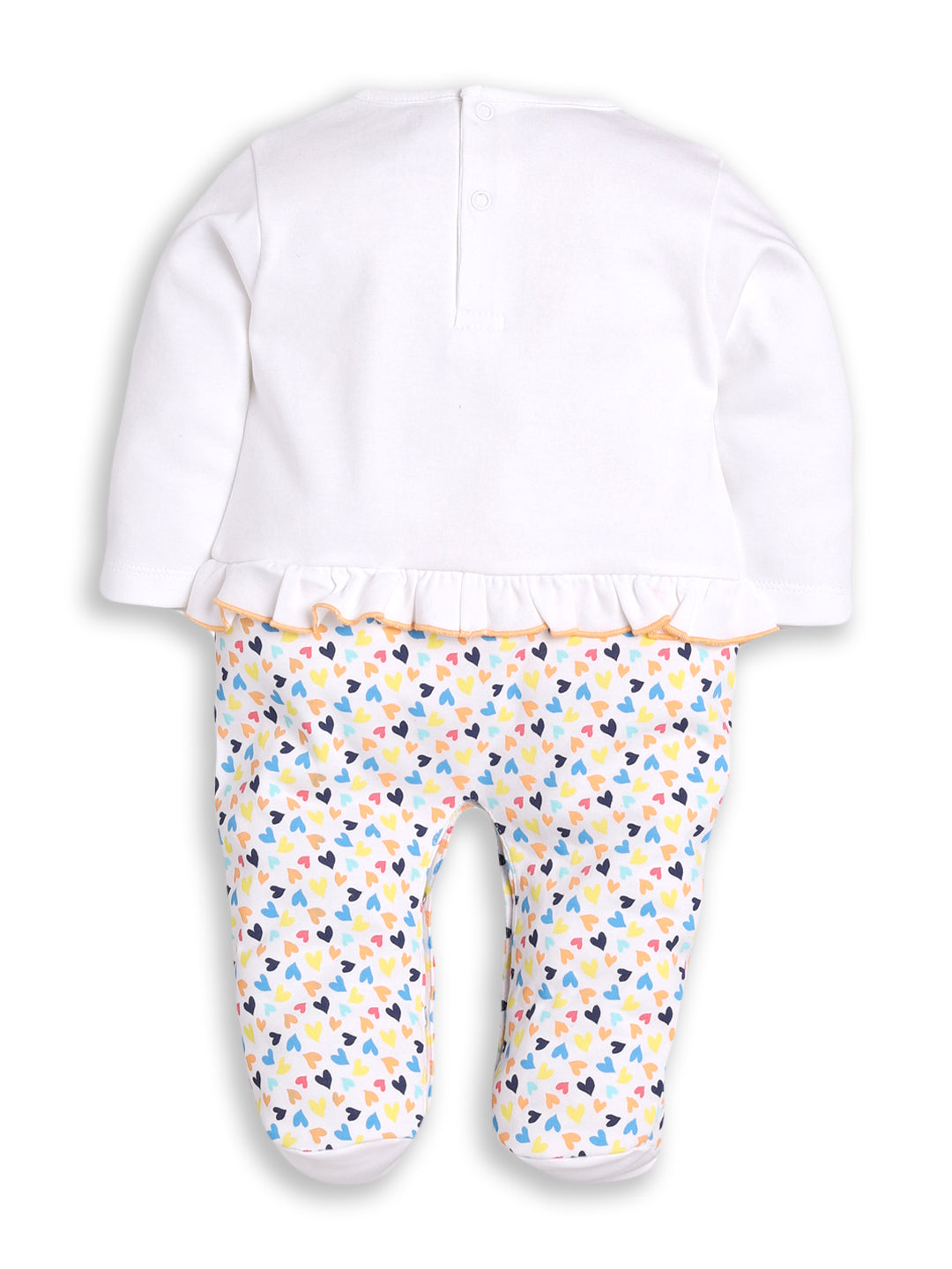 BABY GO 100% Pure Cotton Full Sleeves Rompers/Bodysuit/Sleepsuit for Baby Girl-WHITE