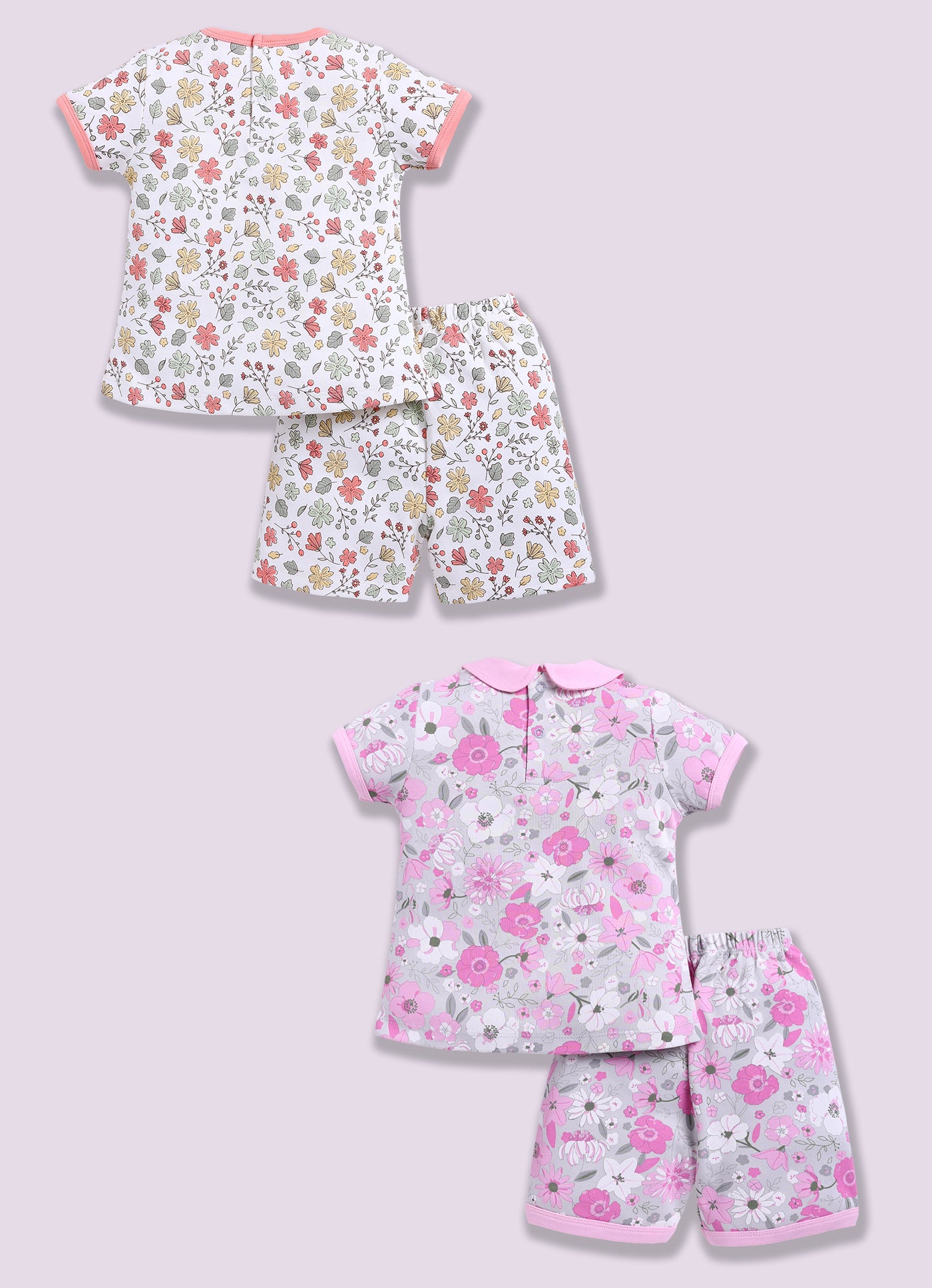 Half-Sleeve Top & Bottom For Girls - Teal & Pink
