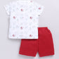 Playful Animal Printed Half T Shirt & Short set for Baby Boy-Red