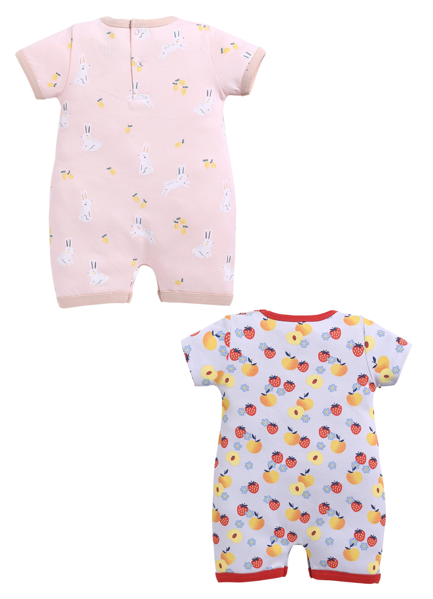 Half Sleeve Romper for Girls - Peach & Rose