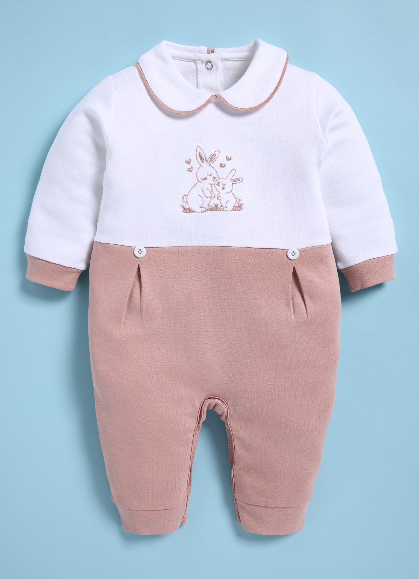 Full Sleeve Romper for Girls - Dark Peach Mother Bunny