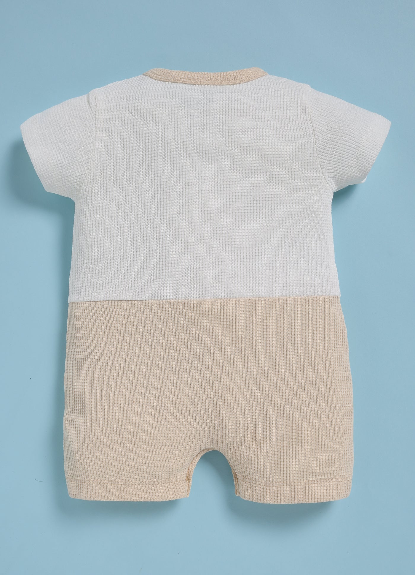 Half-Sleeve Romper for Boys – Cream Cozy Bear