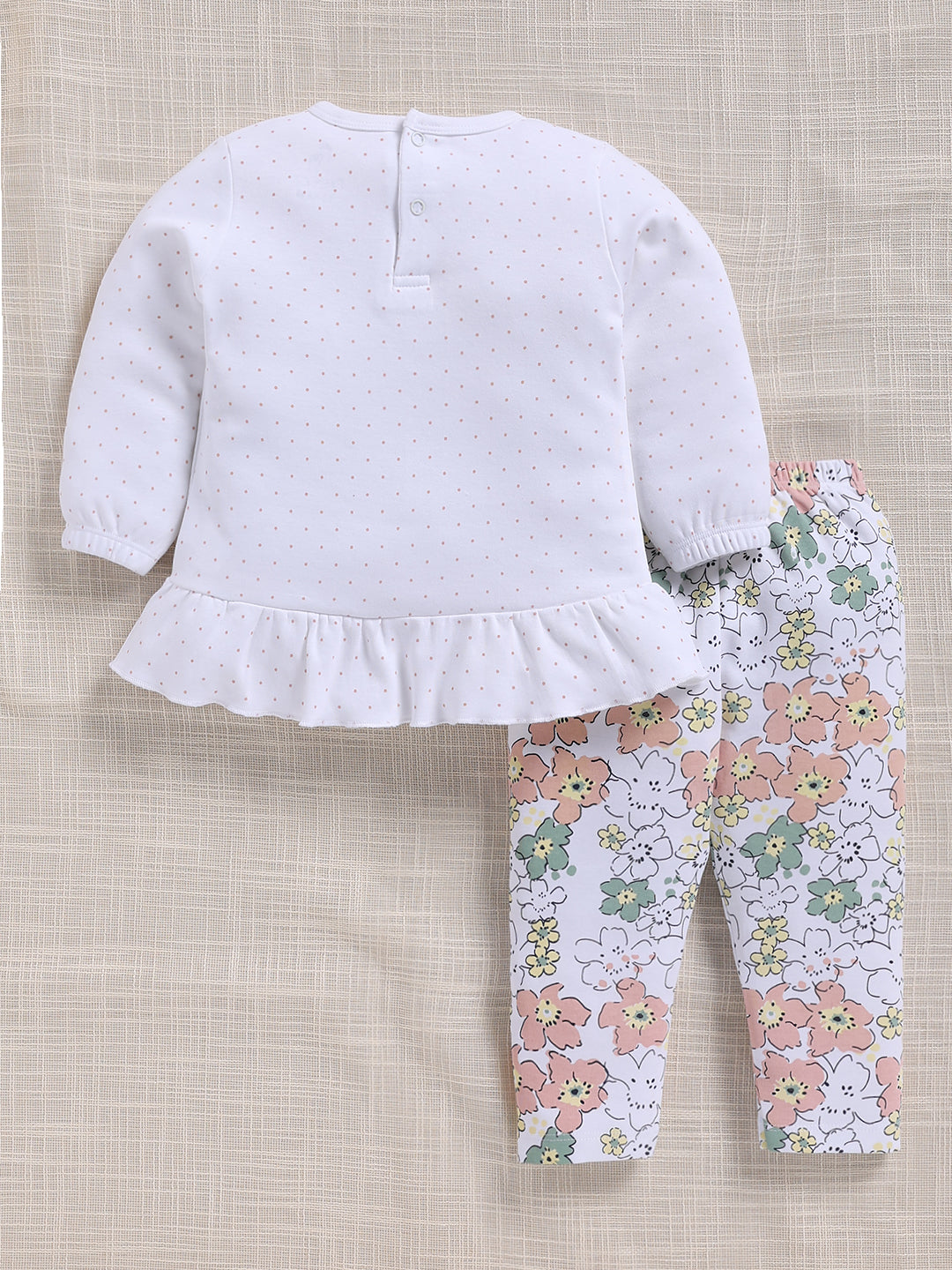 Top & Bottom for Girls - Floral White Hedgehog Polka-Dot