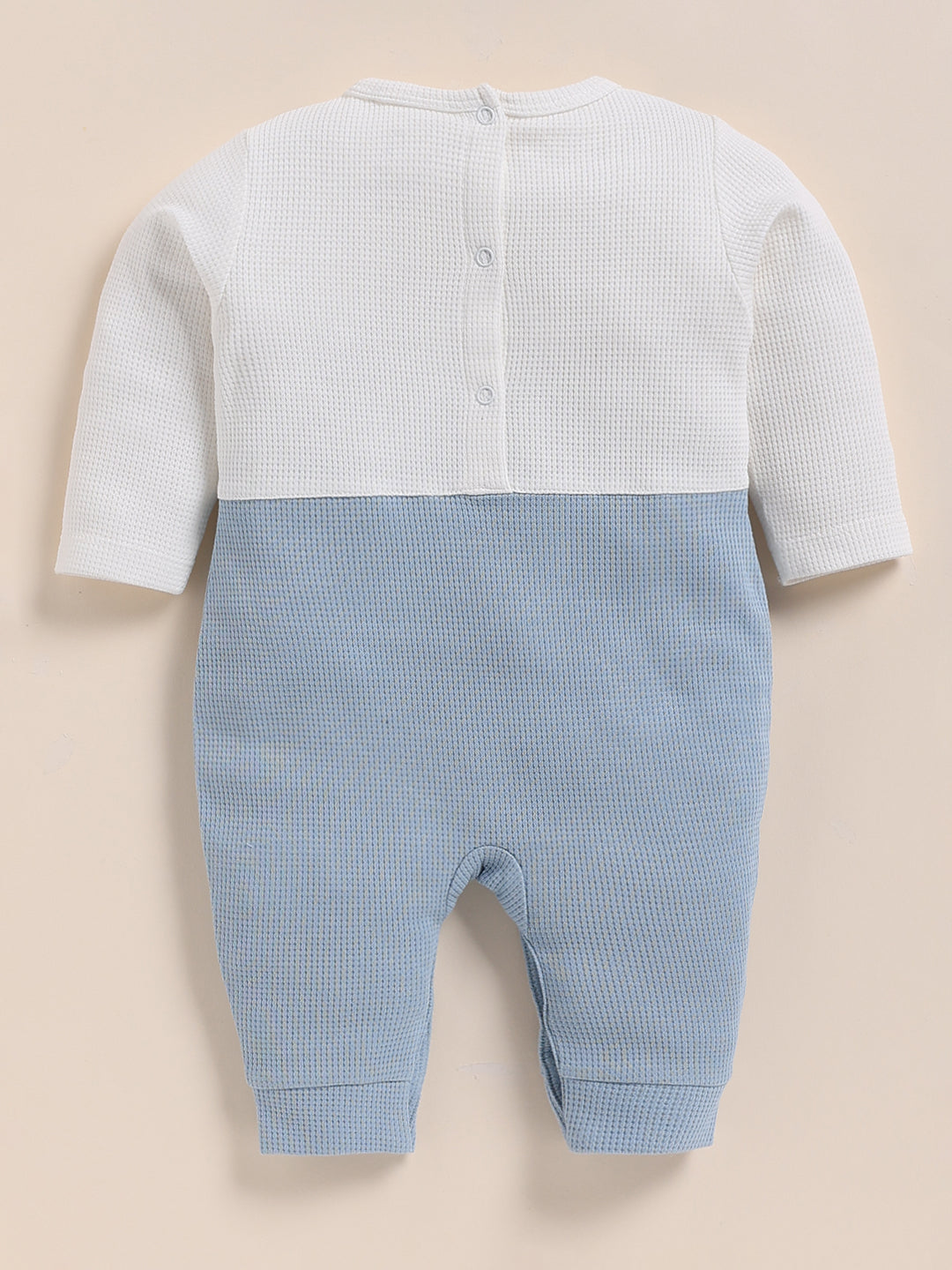 Full Sleeve Romper for Boys – Baby Blue Waffle-Knit Squirrel