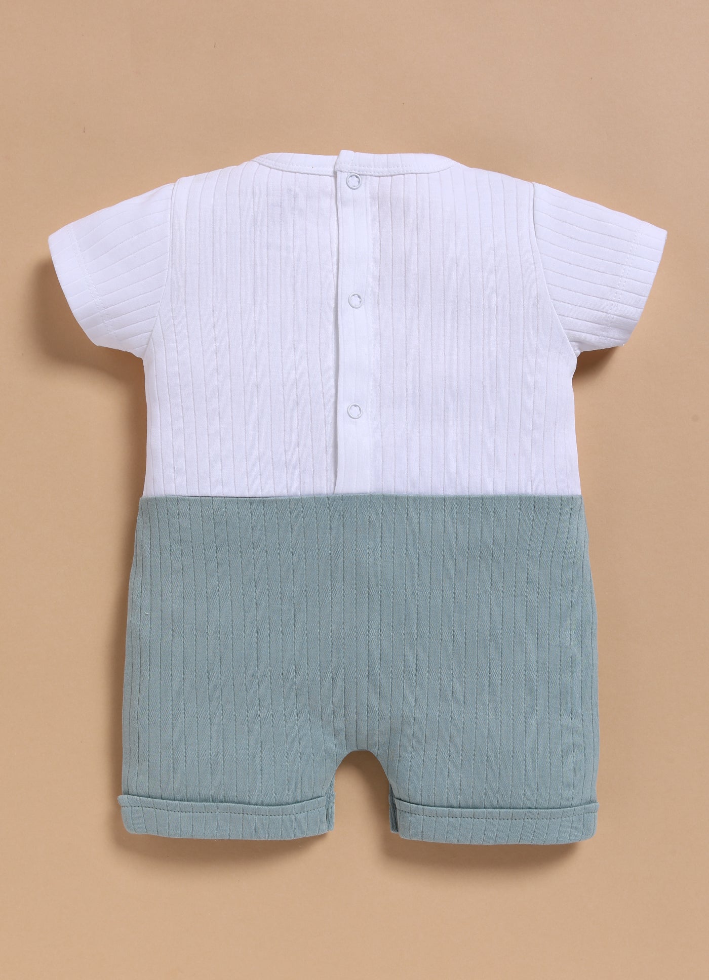 Half-Sleeve Romper for Boys – White Melange Hello World