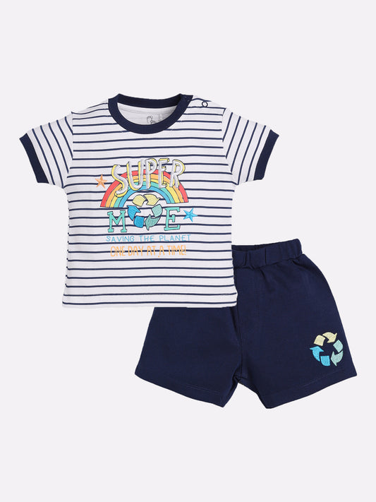 T-shirt and Shorts Set for Baby Boys 100% pure cotton-NAVY