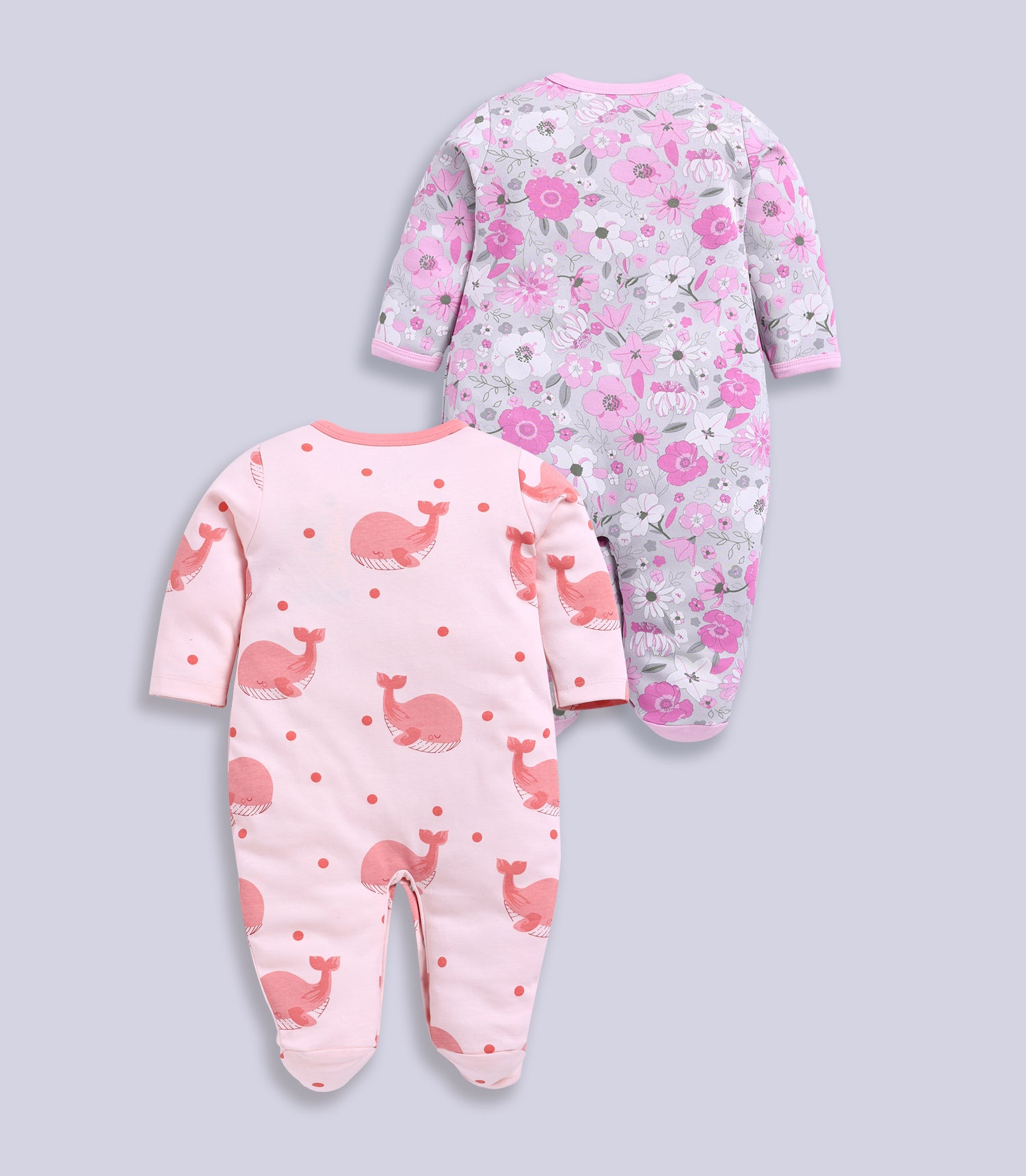 Full Sleeve Romper for Girls - Salmon & Pink