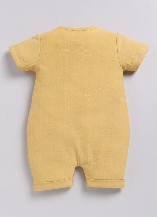 Baby Boy Short Sleeve Romper with Hello Giraffe Design-Yellow