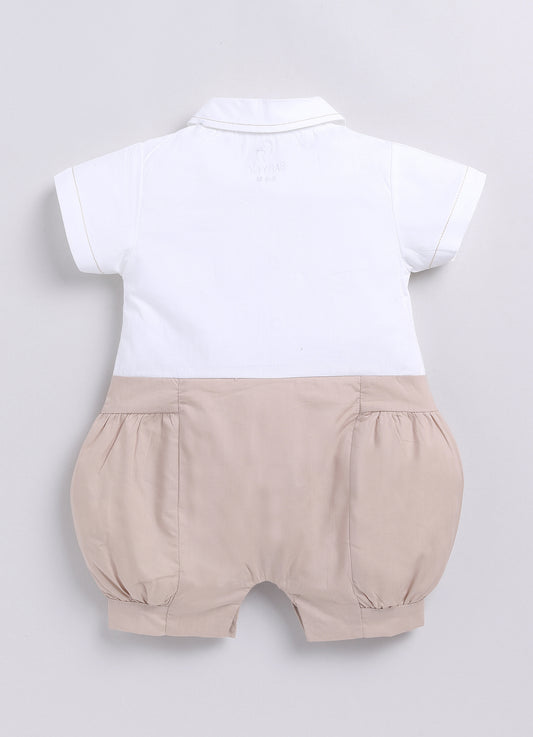 Baby Girl Cute Formal Half Sleeves Romper-BEIGE