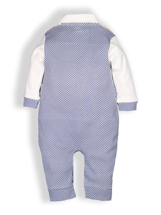 Romper with a bow for Baby Boy-NAVY