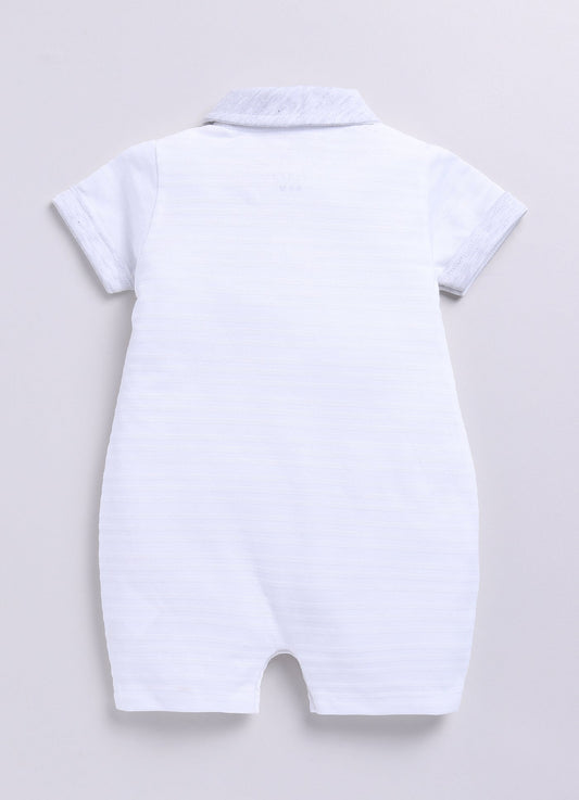 Baby Boy Summer Bear Balloon Romper - White
