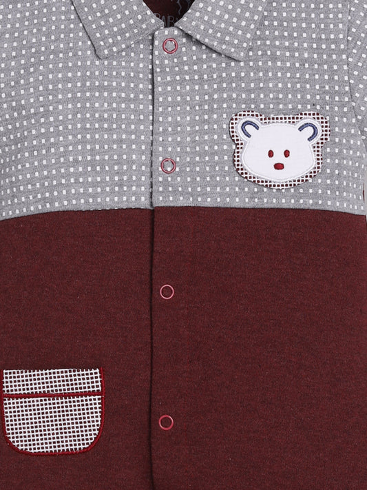 Half Sleeves Round neck Romper for Baby Boys 100% Pure Cotton-MAROON