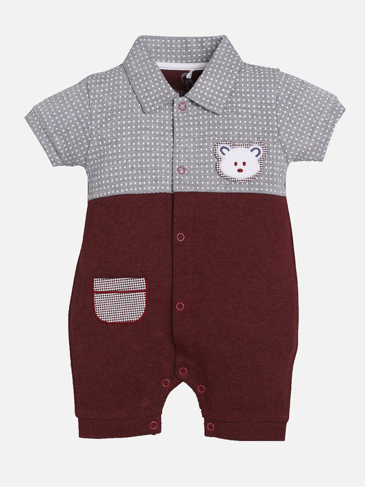 Half Sleeves Round neck Romper for Baby Boys 100% Pure Cotton-MAROON