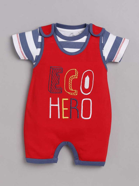 100% Pure Cotton Dungaree for Baby Boys-RED