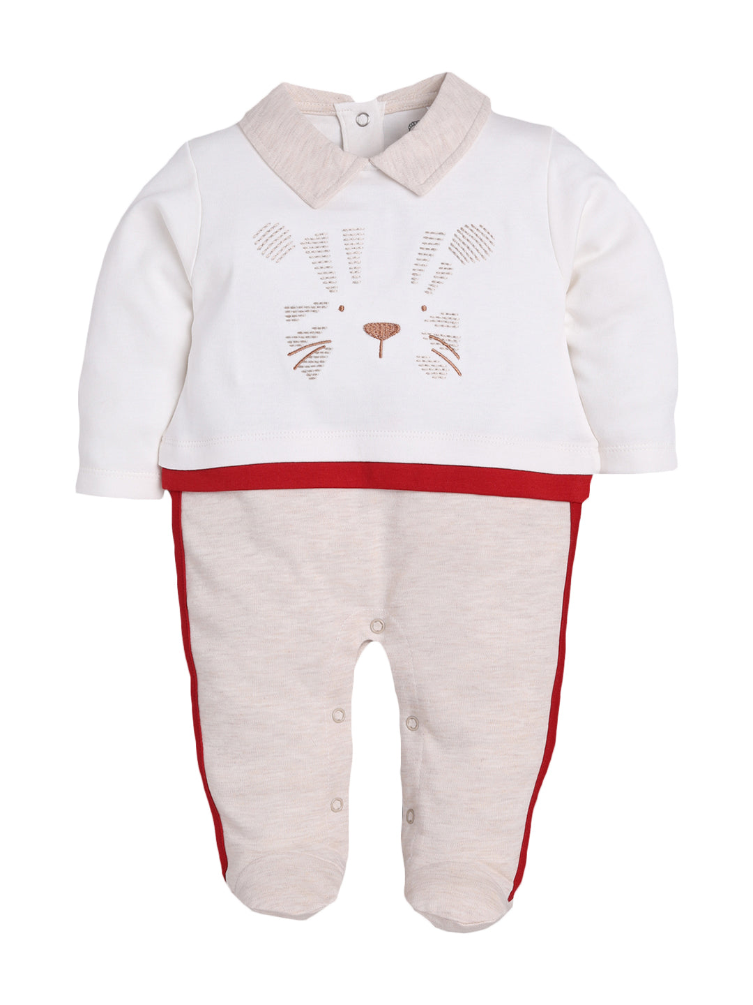 Full sleeve footed 100% Pure Cotton Romper for Newborn to Toddler Baby Boy-BEIGE