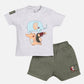 Animal printed T-Shirt Shorts set for Baby Boy-OLIVE