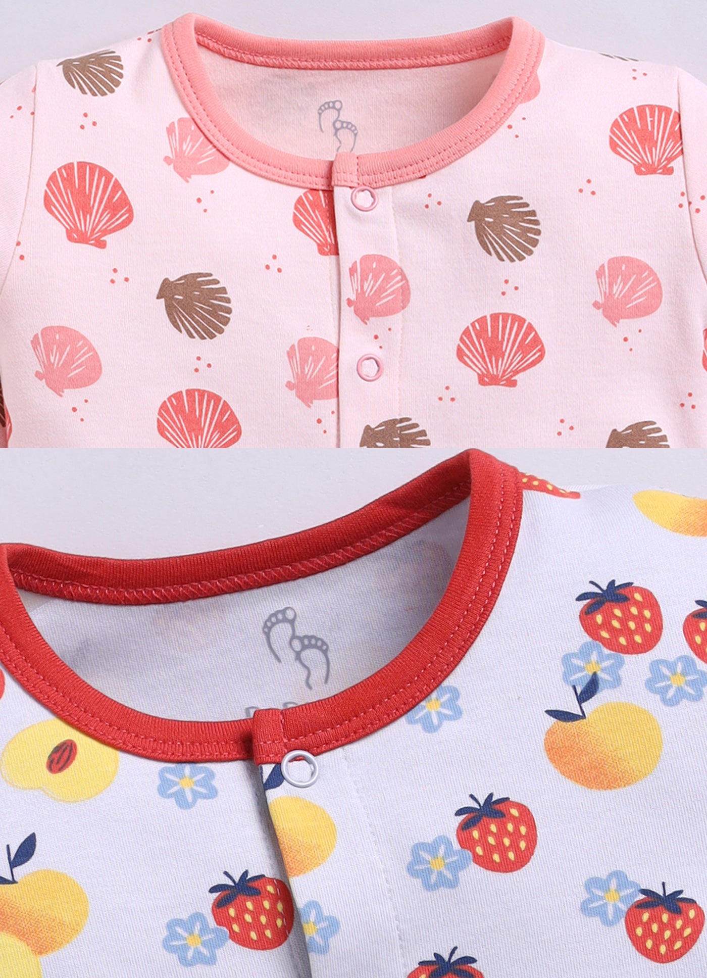 Full Sleeve Romper for Girls - Peach & Coral