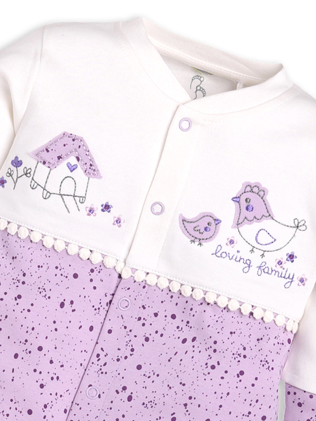 BABY GO 100% Pure Cotton Full Sleeves Rompers/Bodysuit/Sleepsuit for Baby Girls- PURPLE