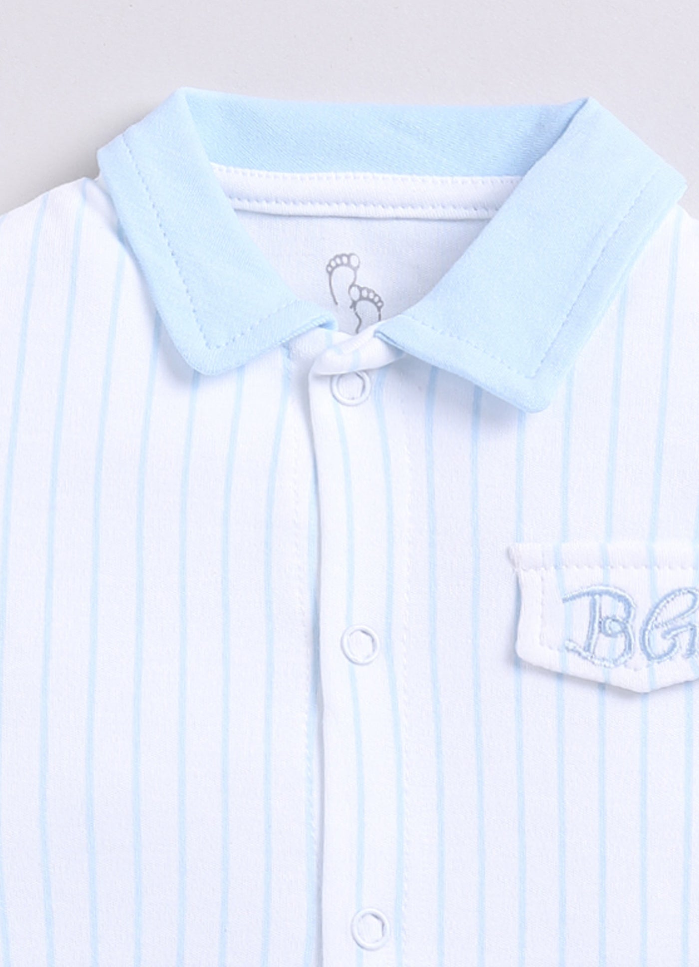 Half Sleeve Striped Baby Boy Romper-Sky Blue