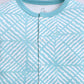 Baby Boy Full Sleeves Footed Romper– Geometric Stripe Print in Aqua Blue with Snap Button Closure