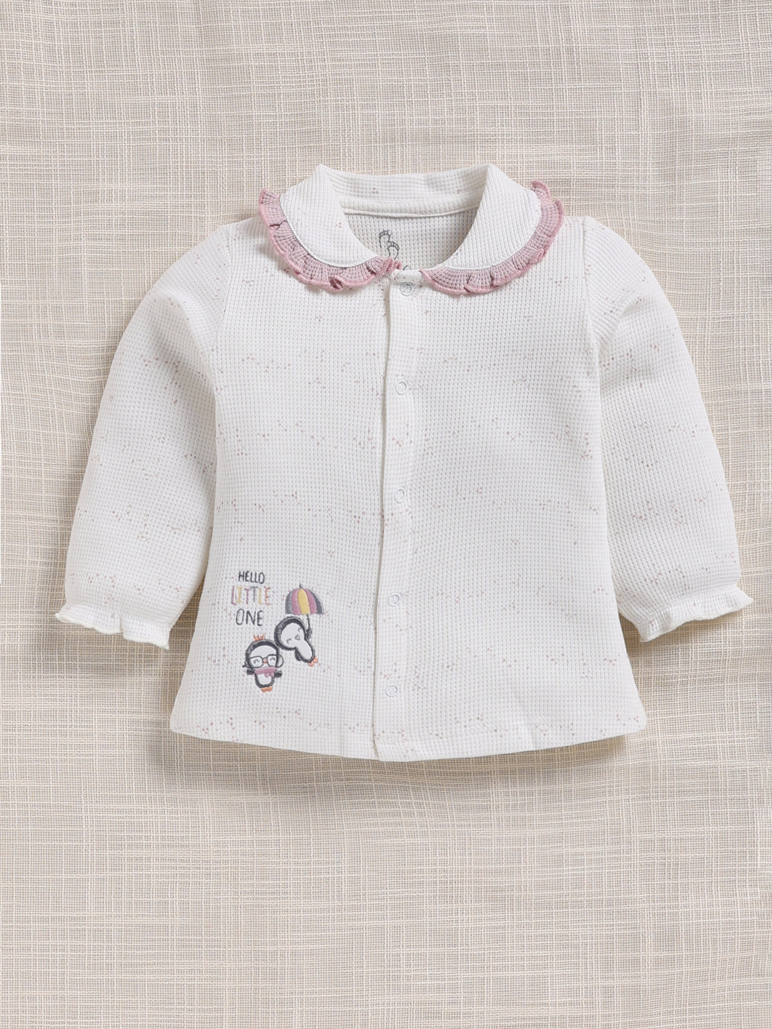 Top & Bottom for Girls - Light Lavender Ruffled Waffle Top & Trousers Set