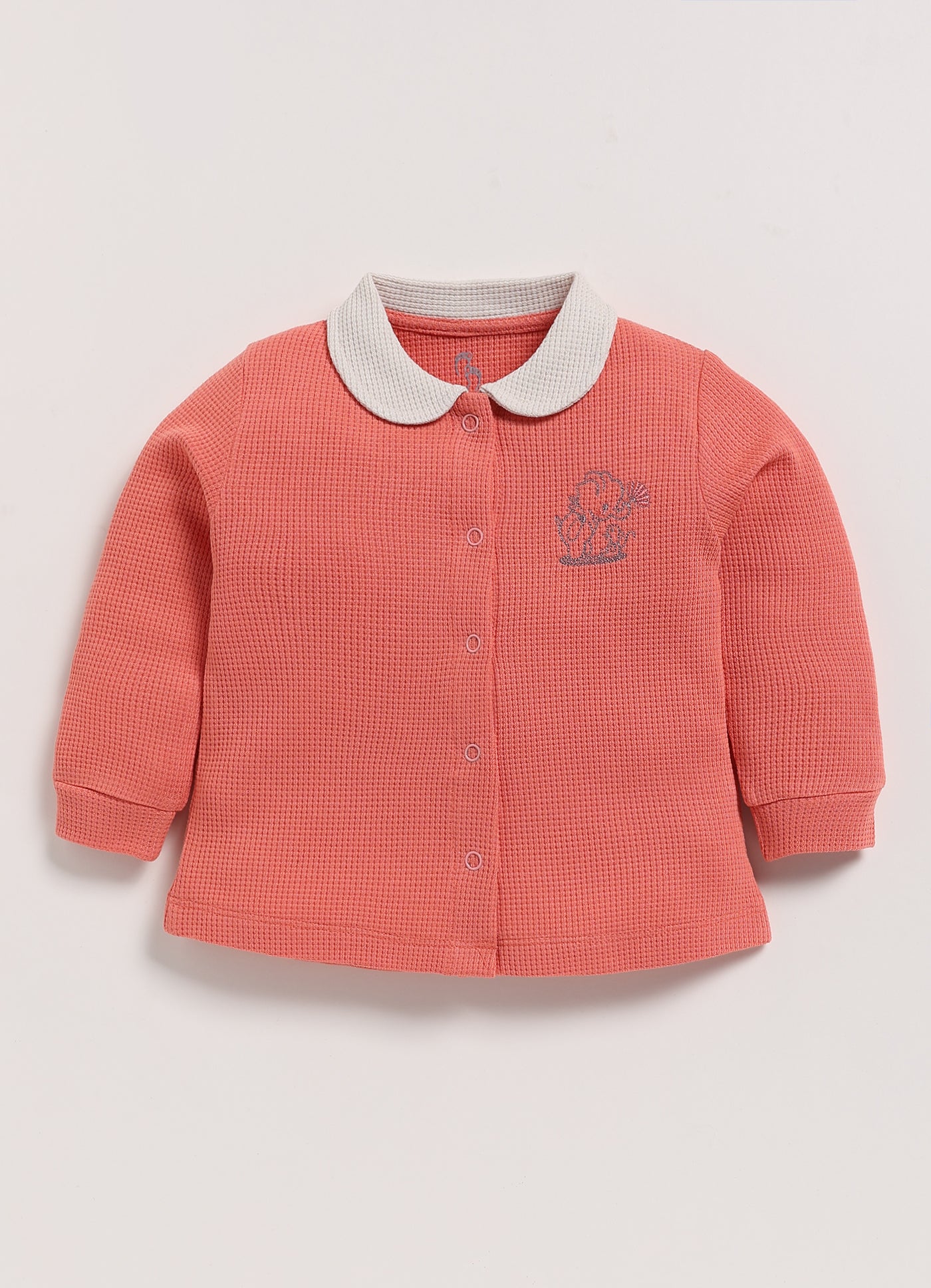 Full-Sleeve Top & Bottom For Girls - Peach Elephant