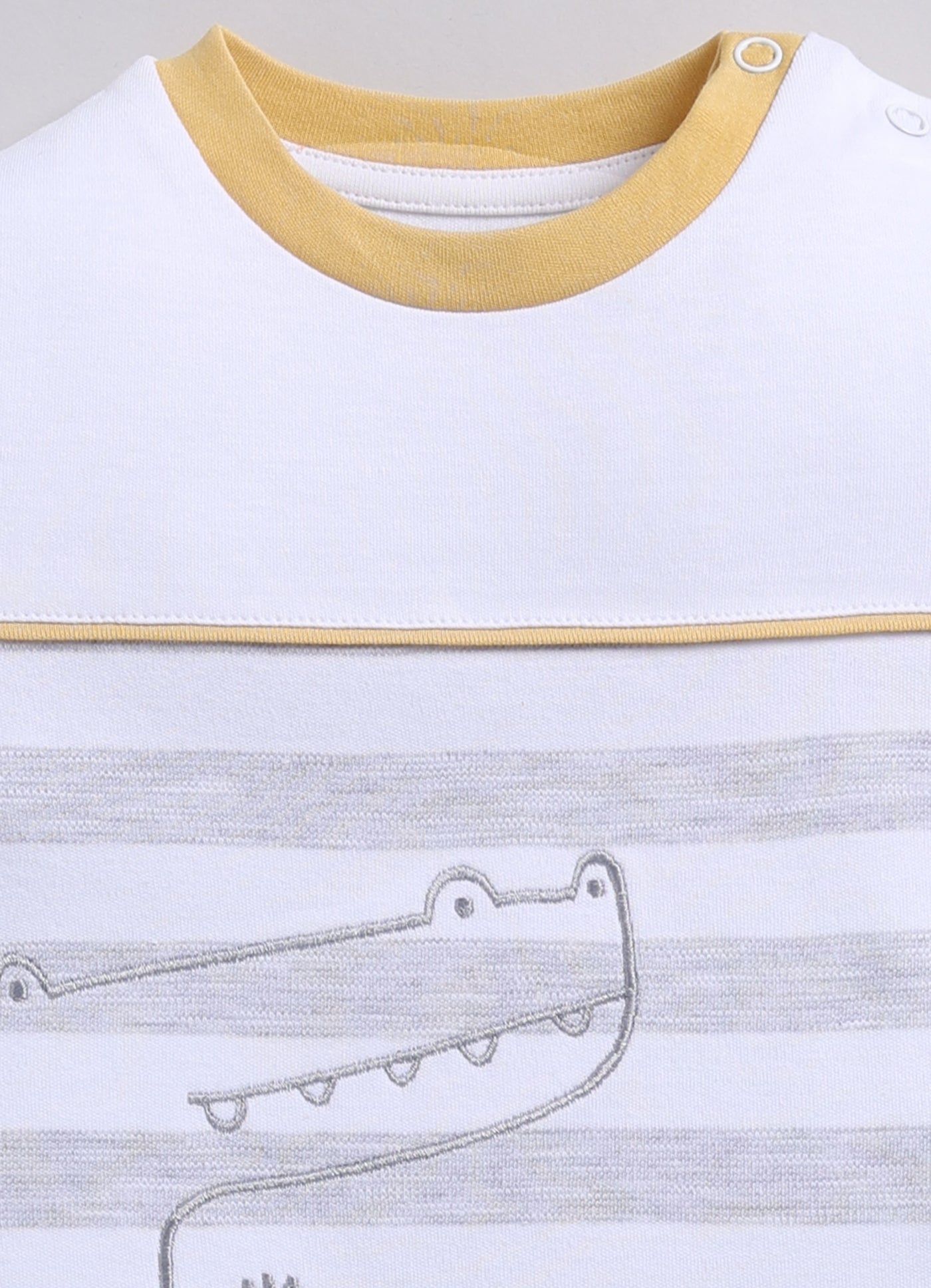 Little Roar Cute Crocodile Baby Boy Romper-White