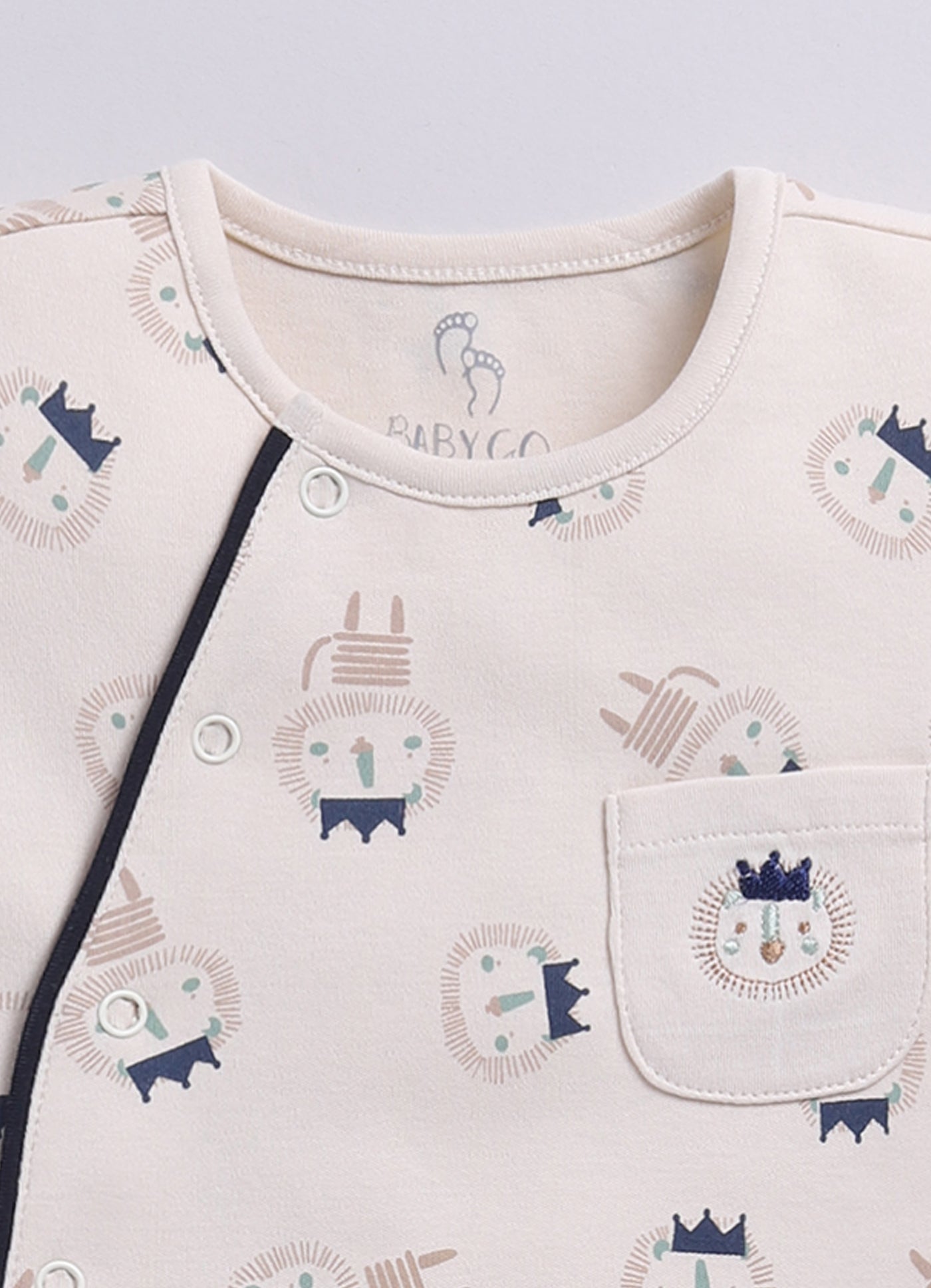 Hedgehog Happiness Baby Boy Summer Romper, Soft Cotton & Cute Print-BEIGE