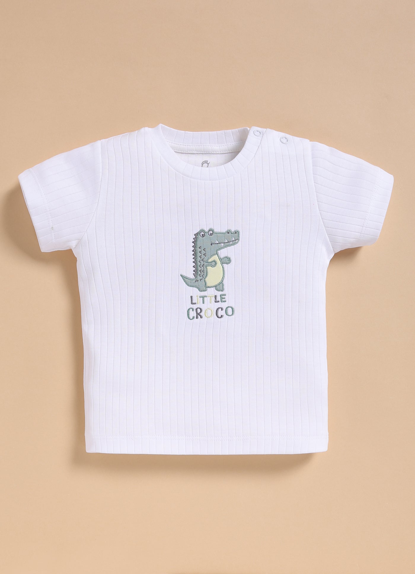 Half-Sleeve Top & Bottom For Boys - Mint Green Little Croco
