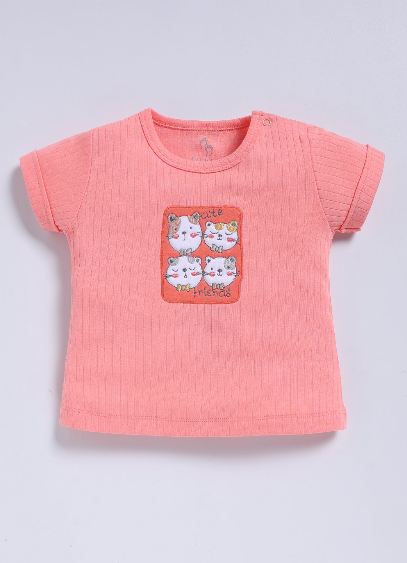 Half-Sleeve Top & Bottom For Girls - Pink Cute Friends