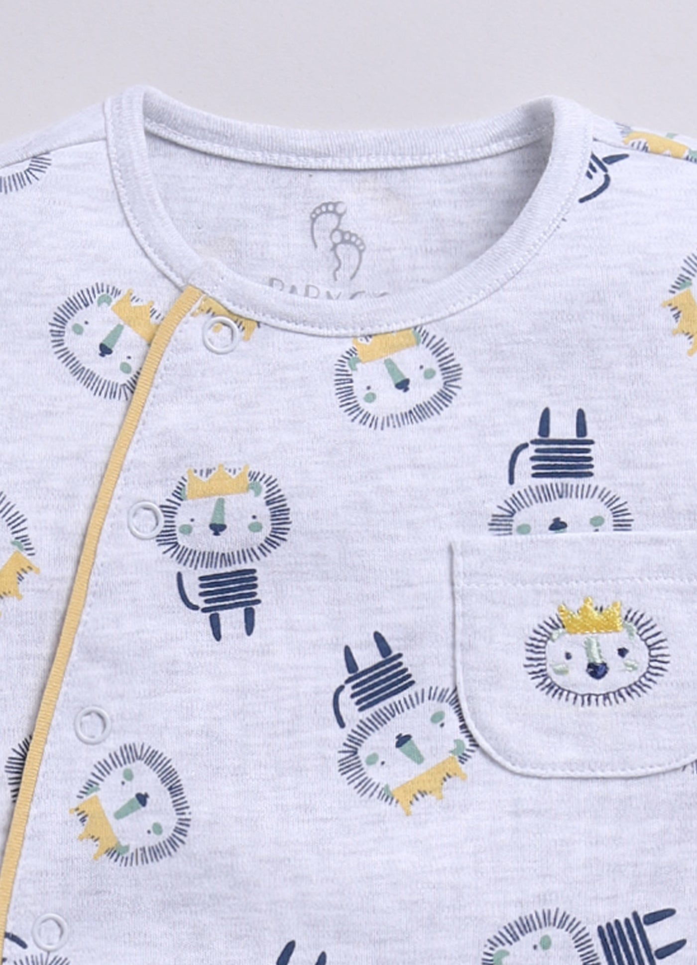 Hedgehog Happiness Baby Boy Summer Romper, Soft Cotton & Cute Print-GREY