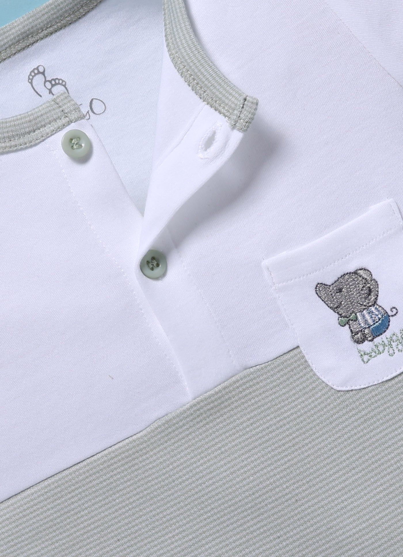 Full Sleeve Romper for Boys – Pastel Grey Tiny Bear