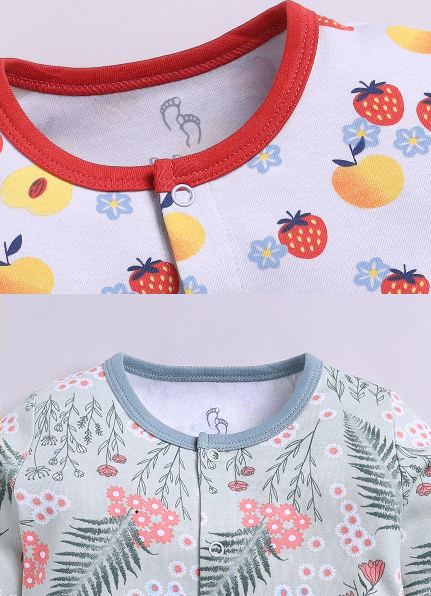 Full Sleeve Romper for Girls - Peach & Sage