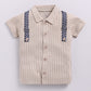 Baby Boy Collar Half T Shirt & Shorts Set-Beige