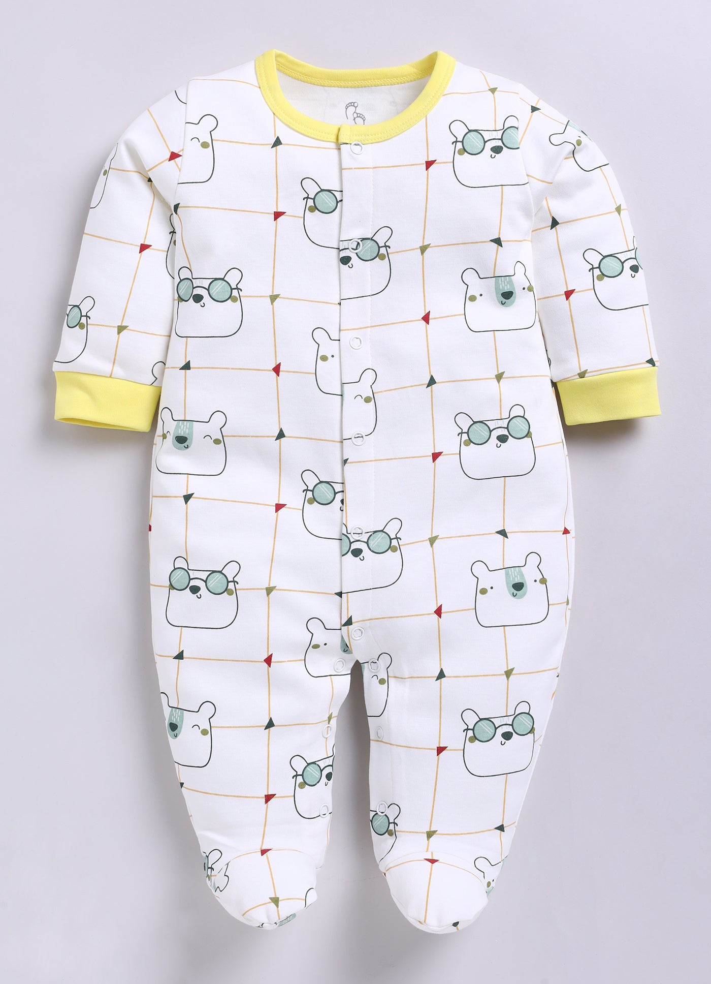 Full Sleeve Romper for Boys - Sea Green & Yellow & Green