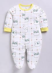 Full Sleeve Romper for Boys - Sea Green & Yellow & Green