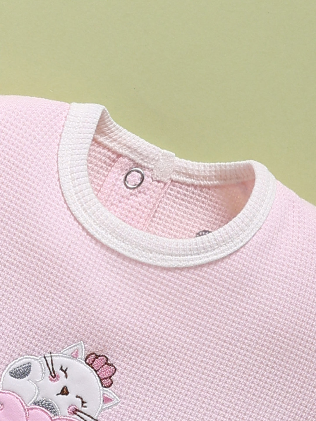 Full Sleeve Romper for Girls – Pink Waffle Knit