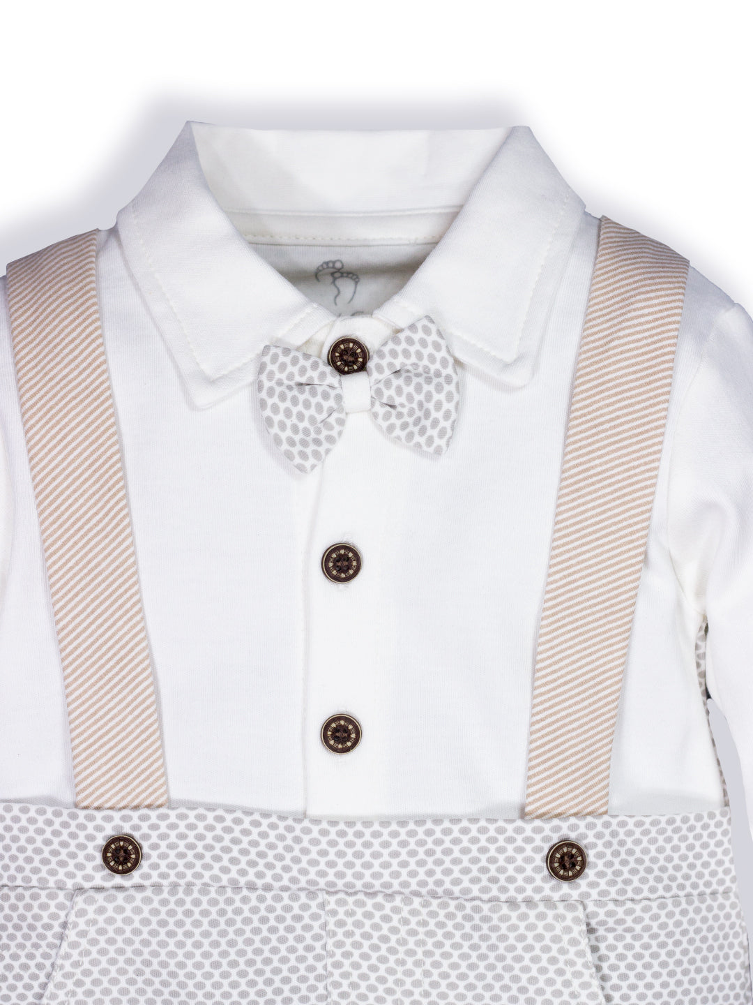 Romper with a bow for Baby Boy-GREY