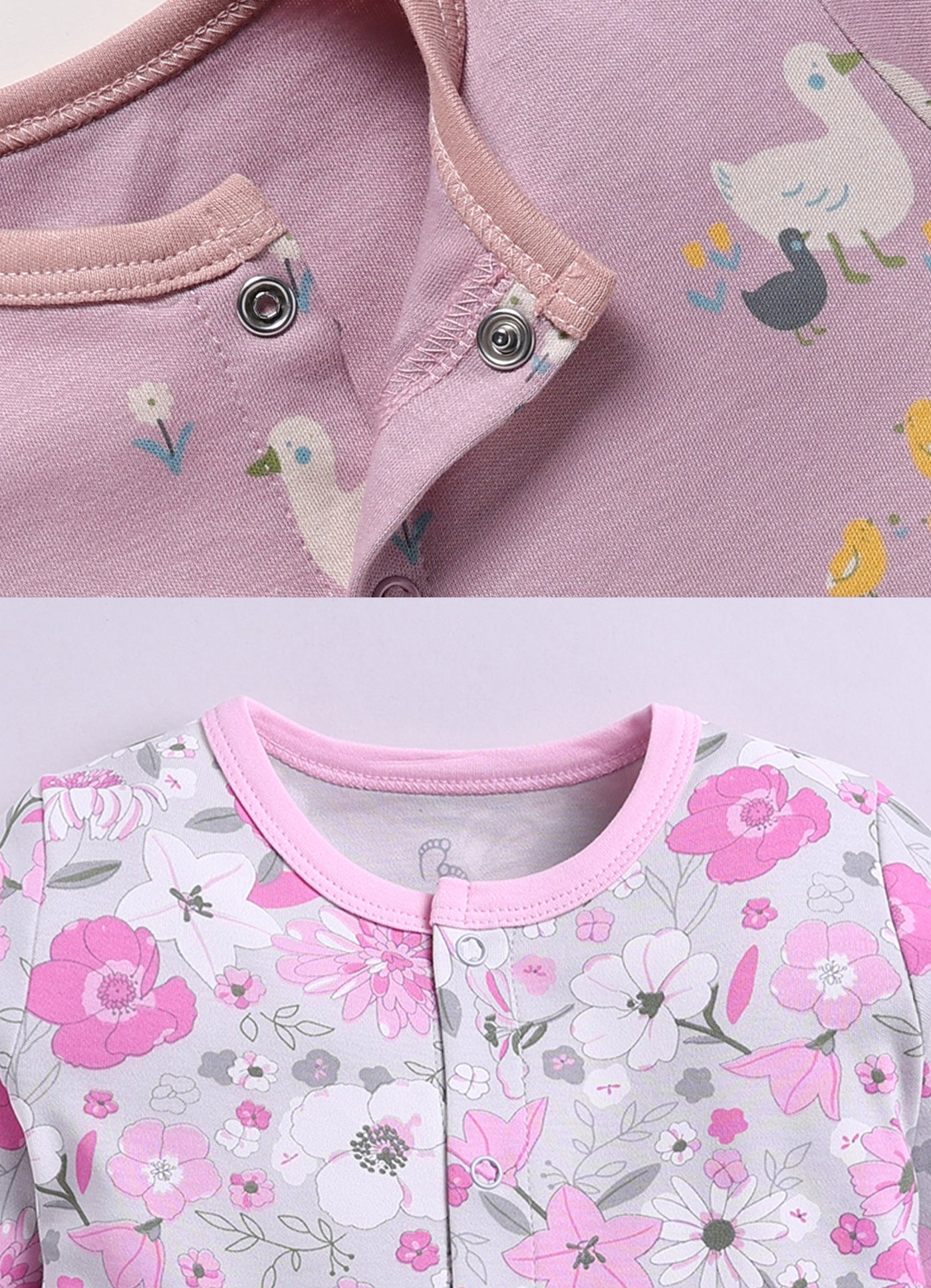Full Sleeve Romper for Girls - Stone & Pink