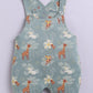 Baby Girls Jungle Safari Dungaree Set – Teal Animal Print with Yellow Tee