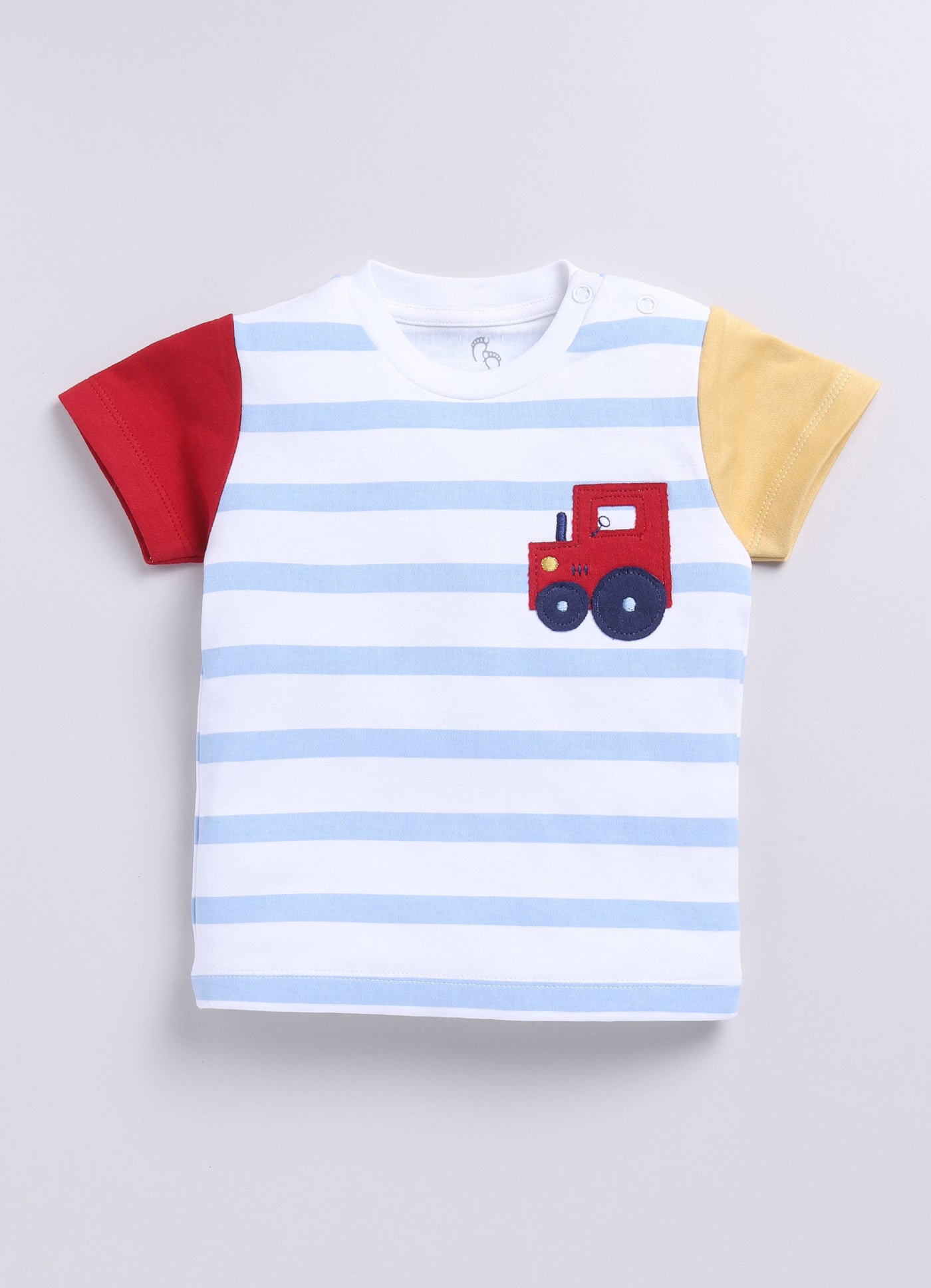 Multi Color Striped Baby Boy Half T Shirt & Short Set-Blue