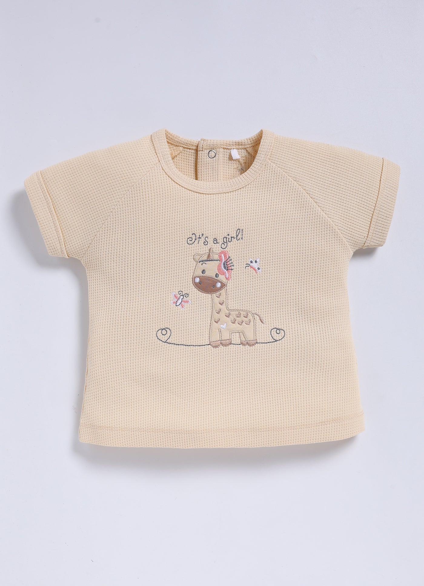Half-Sleeve Top & Bottom For Girls - Cream It's a Girl