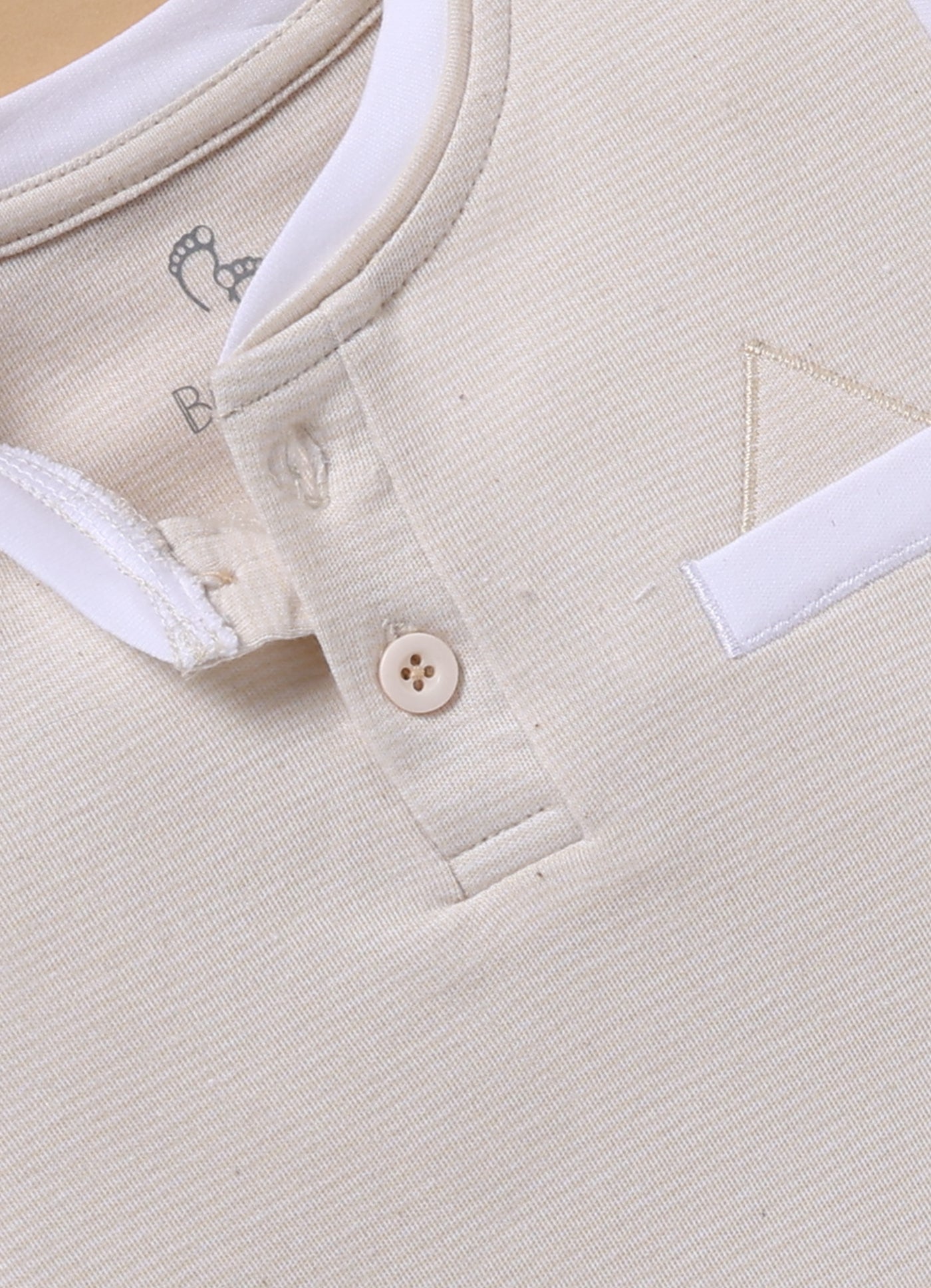 Half-Sleeve Romper for Boys – Classic Cream Pocket Style