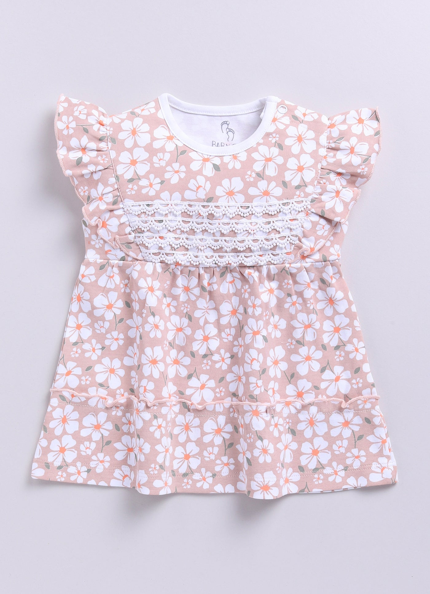 Baby Girl Floral Print Ruffle Sleeve Dress & Panty Set-MOUVE