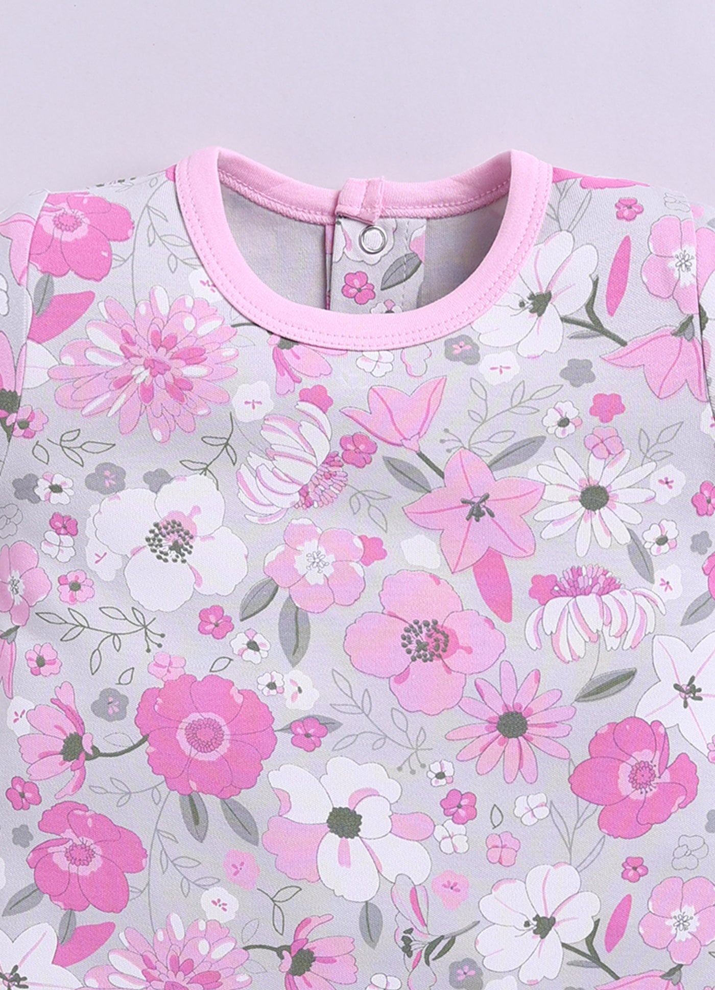 Half Sleeve Romper for Girls - Salmon & Pink