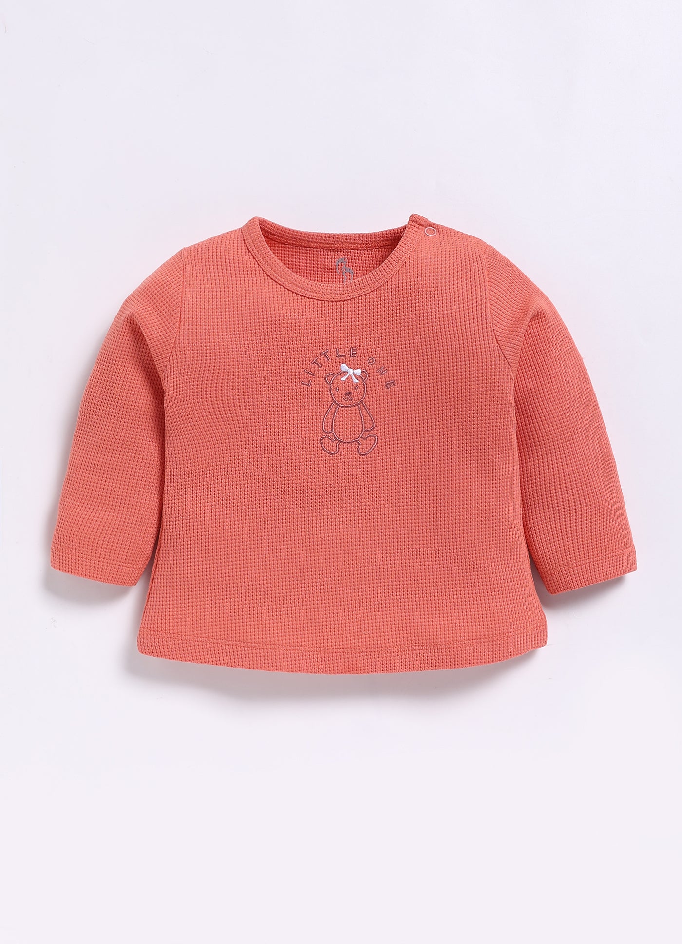 Full-Sleeve Top & Bottom For Girls - Peach Little One